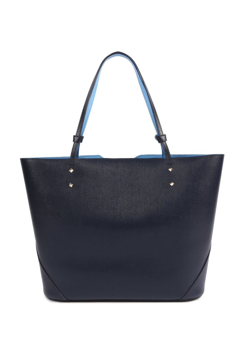 Veronica Tote | Navy Saffiano Leather - Back in Stock! – Stacy Chan Limited