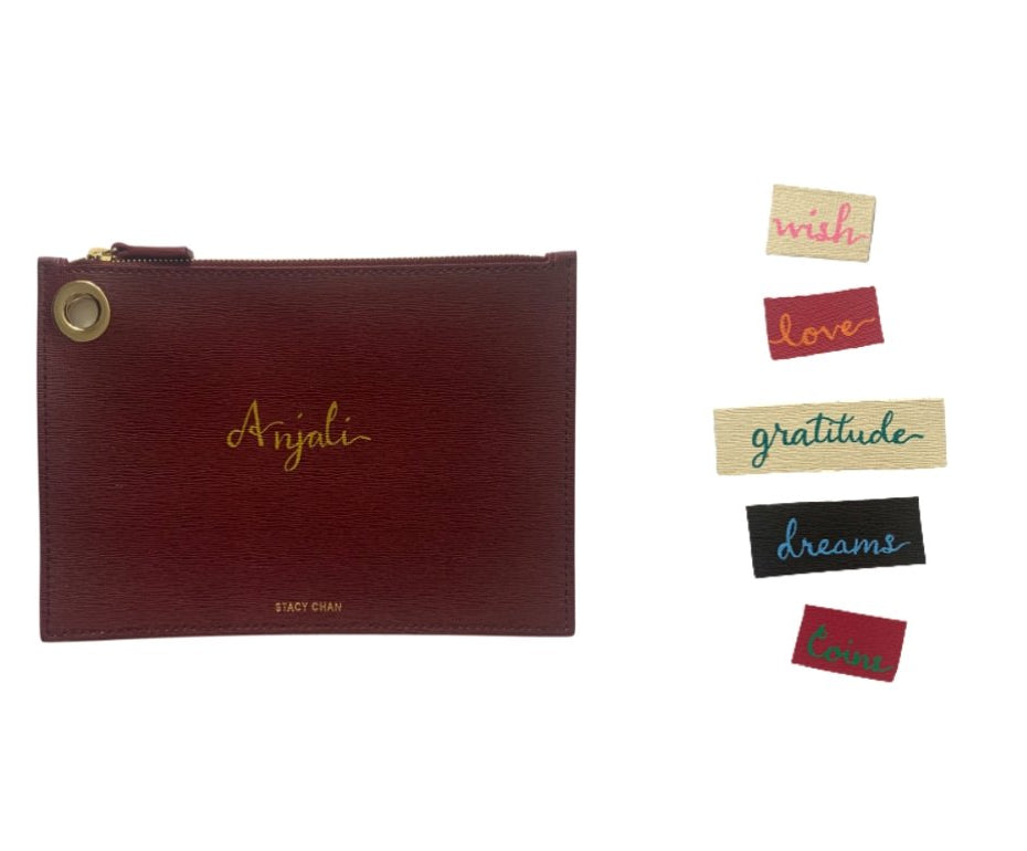 Painted Calligraphy on Leather Pouches and Acccessories