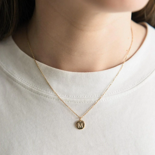 9kt Gold Initial Disc MoMuse Necklace
