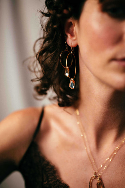 model wears gold-filled jewellery