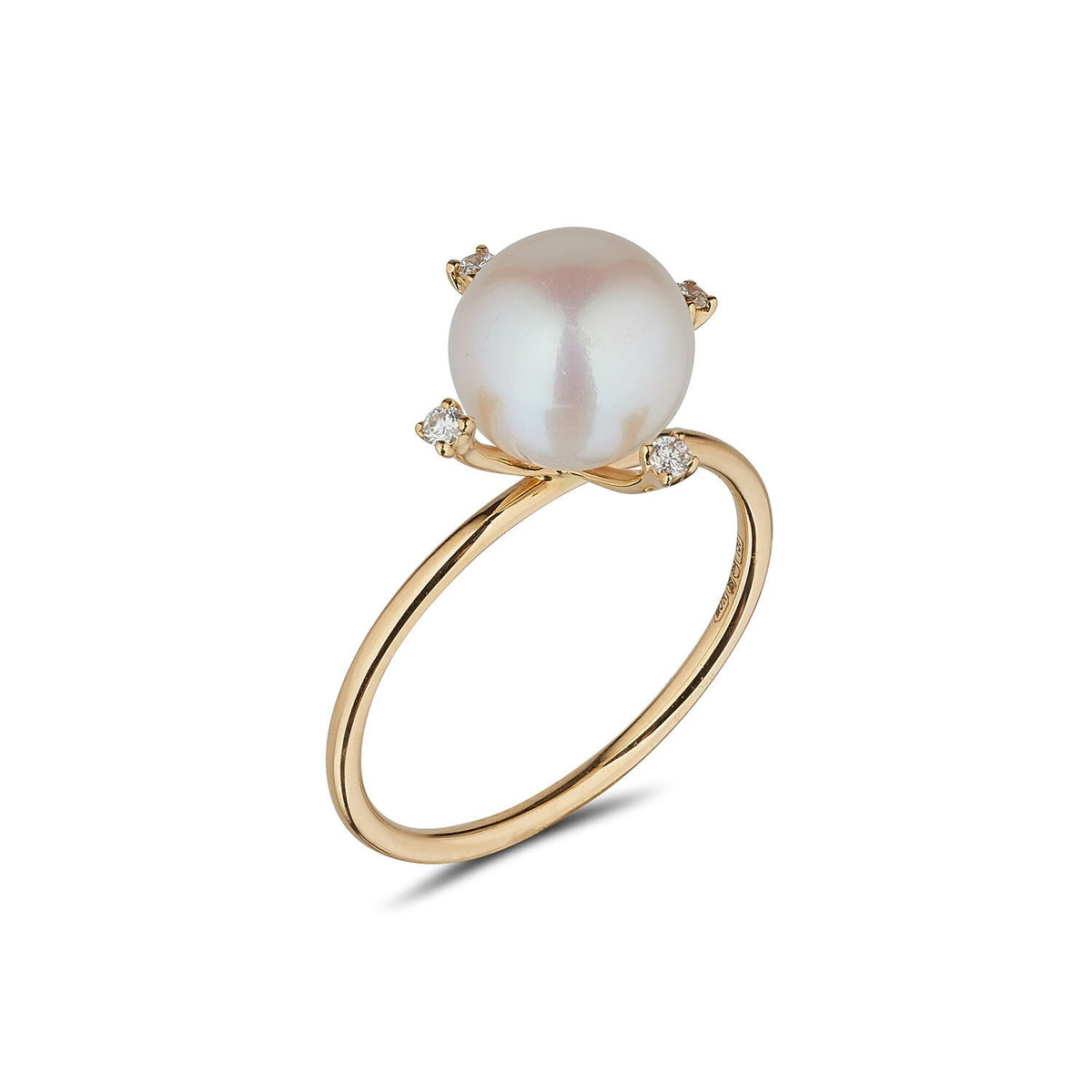 18kt Gold Pearl & Diamond Ring – MoMuse