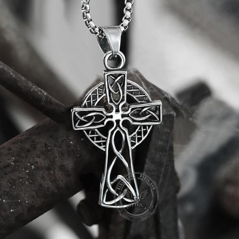 Upside Down / Inverted Pentagram St Peter's Cross Necklace, Black