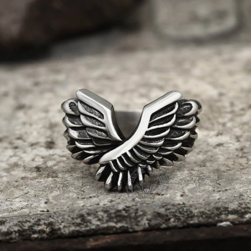Angel Wing Stainless Steel Beast Ring - Gthic.com - Blog