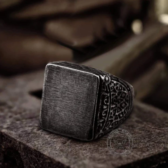 Retro Simple Stainless Steel Engraved Ring - Gthic.com - Blog