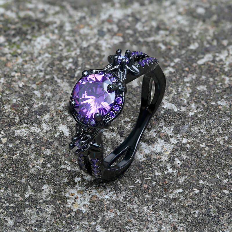 Image of Black Diamond-Set Brass Engagement Ring