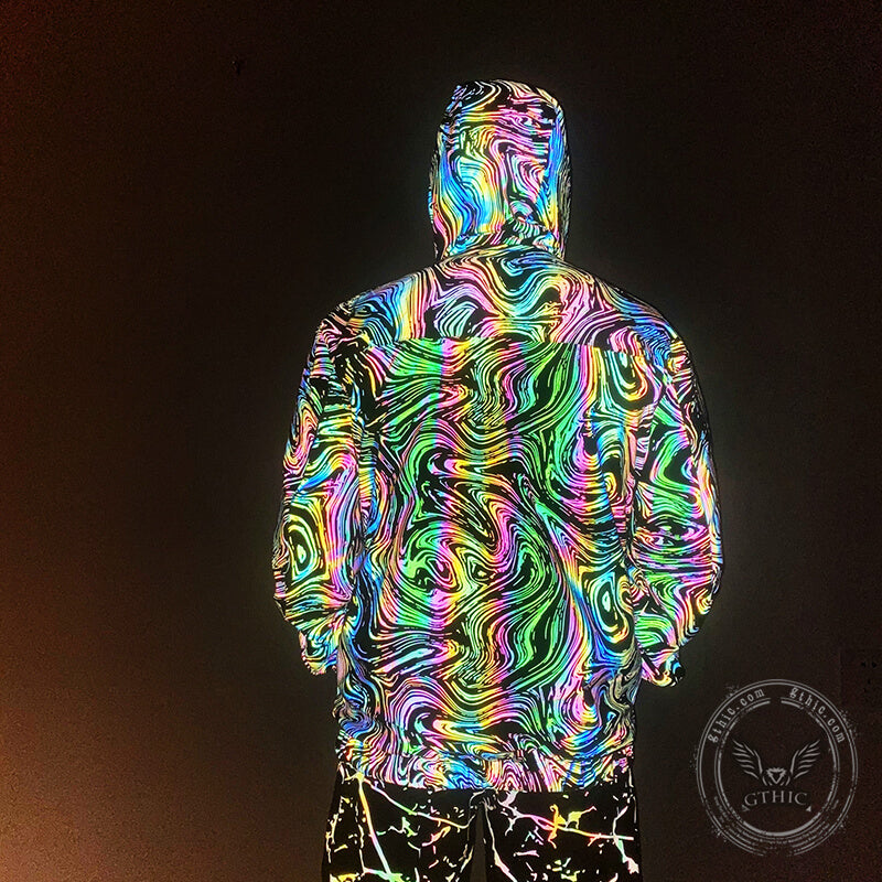 Colorful Reflective Polyester Techwear Jacket – GTHIC