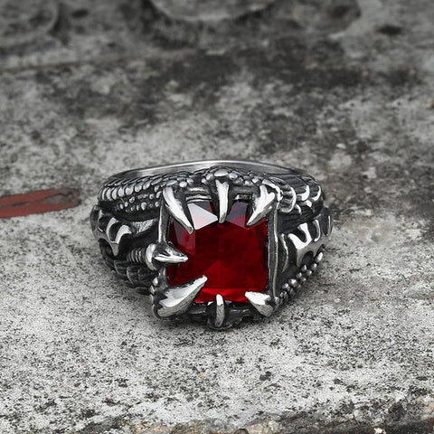 Cool Dragon Claw Stainless Steel CZ Ring - Gthic.com