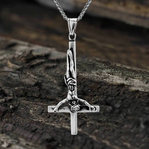 Cross Of Saint Peter Stainless Steel Pendant-Gthic.com