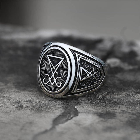 Gthic Sigil Of Lucifer Stainless Steel Ring-Gthic.com