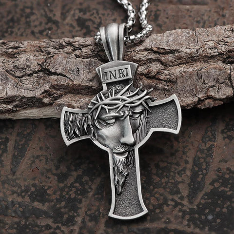 INRI Christian Cross Pure Tin Necklace-Gthic.com