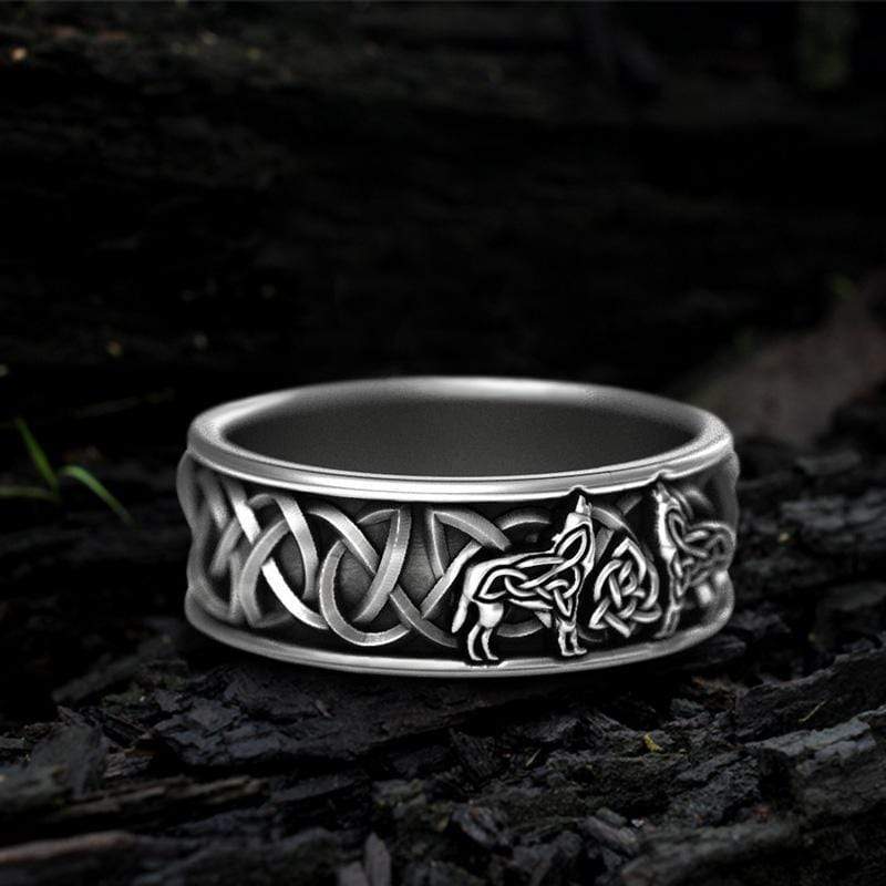 Fenris Wolf Stainless Steel Viking Ring Gthic 