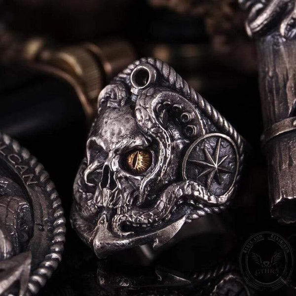 Kraken Octopus Stainless Steel Skull Ring – GTHIC