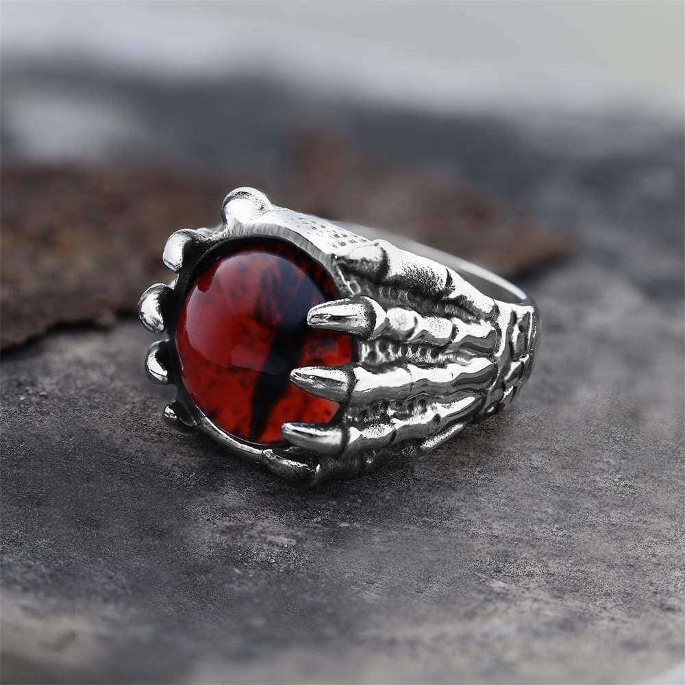 Dragon Eye Stainless Steel Skull Claw Ring – GTHIC