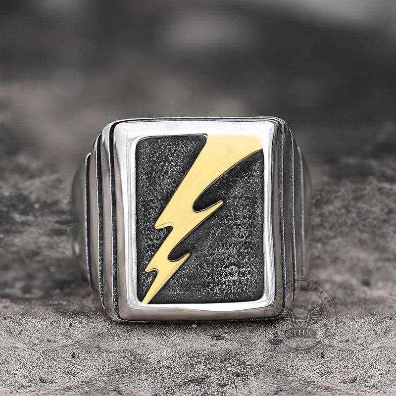 Lightning Bolt Stainless Steel Ring – GTHIC