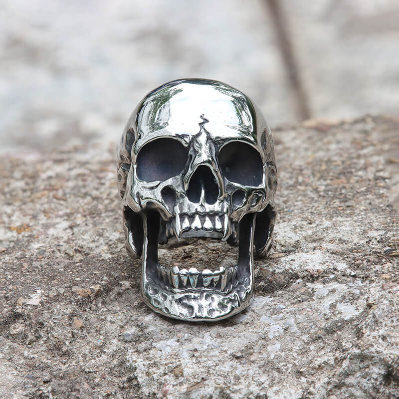 Roaring Stainless Steel Skull Ring – GTHIC