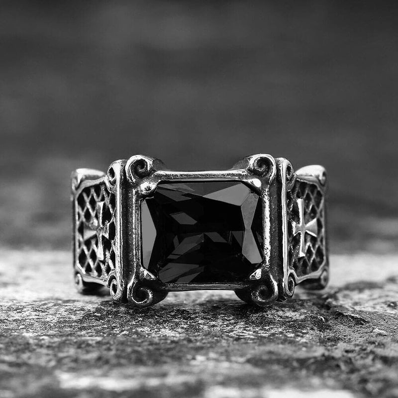 Vintage Cross Stainless Steel Gemstone Ring – GTHIC