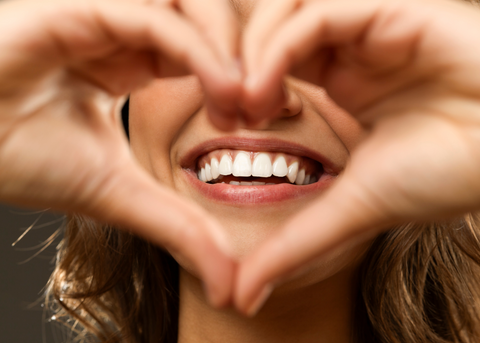 people smile and showing whitening teeth