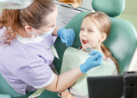 Kid in dental oral care dental health