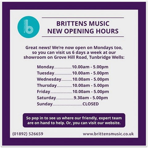 Brittens Music - Extended Opening Hours at our Tunbridge Wells Store
