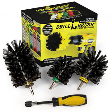 Drill Power Heavy Duty Stiff Bristle Scrub Brush Cleaning Kit – Concrete  and Siding Cleaner Drill Brushes – Hard Water Stain Remover Brush for Drill