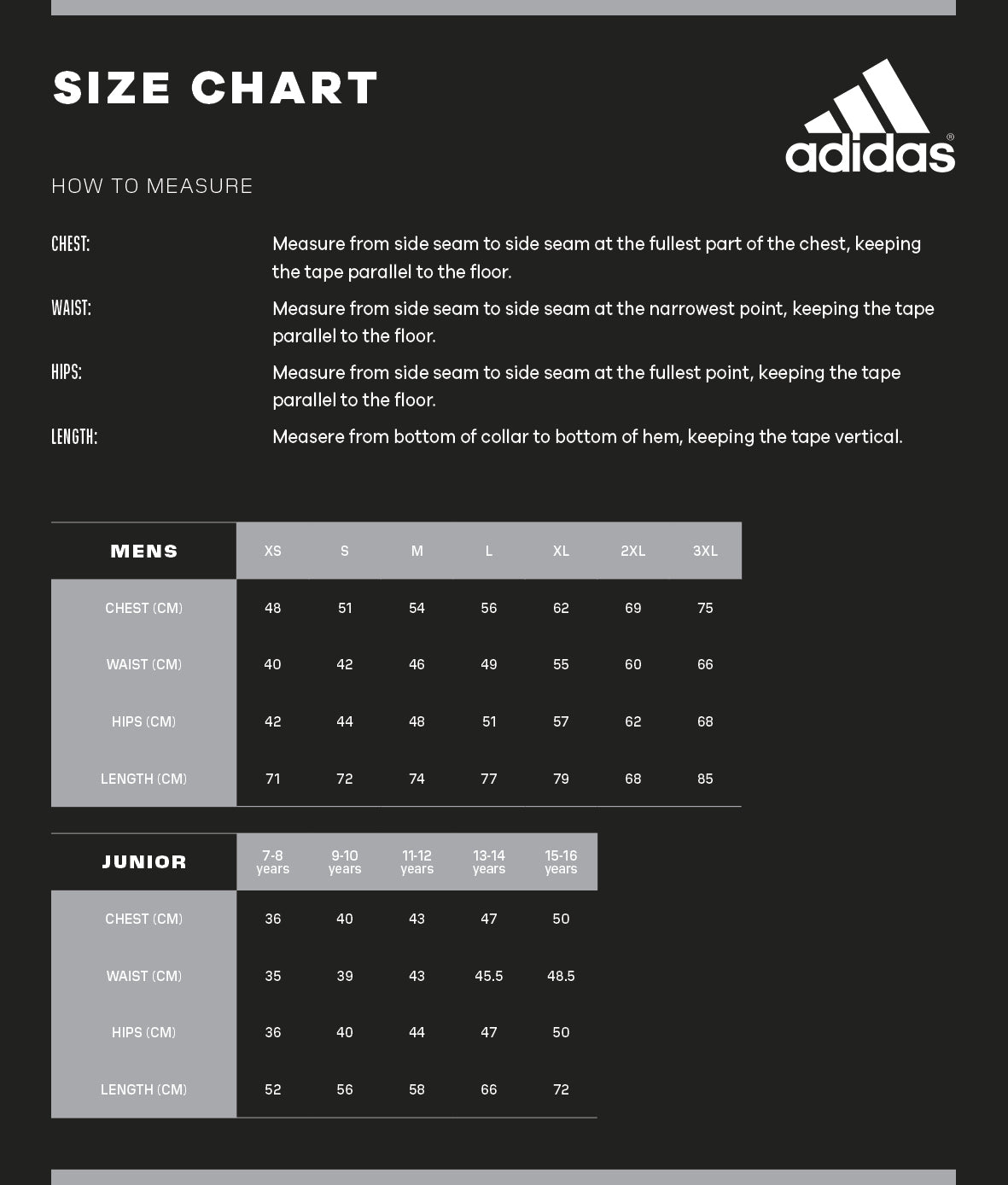 Size Charts – Sports Clearance