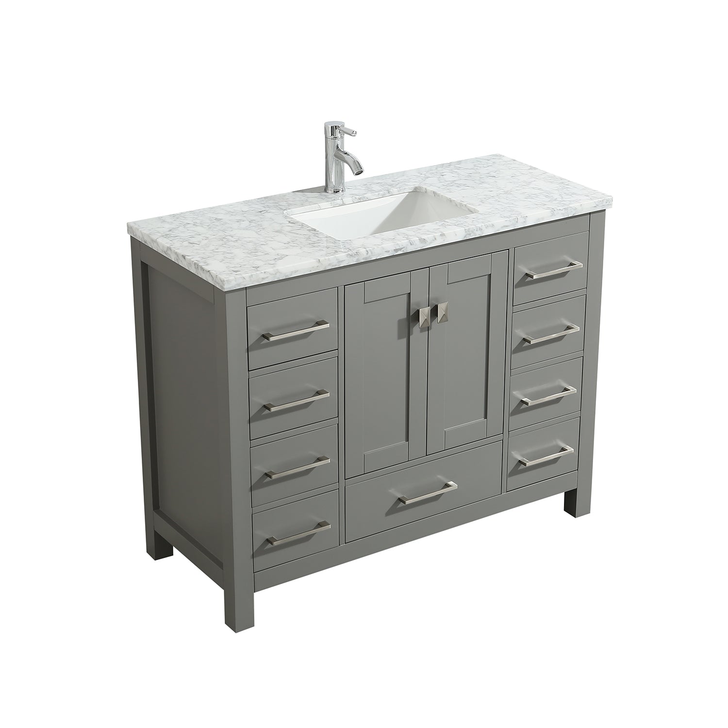 Eviva London 42 X 18 Transitional Bathroom Vanity W White Carrara T Briorlab