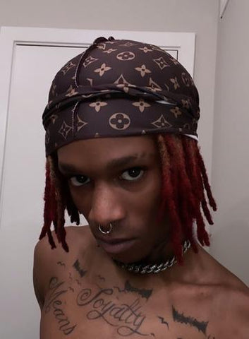 louis vuitton durag on head