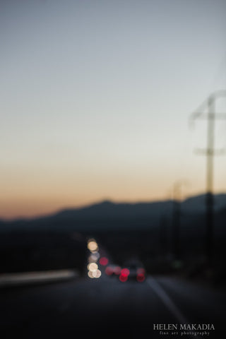 Photograph of the Highway at Dusk, Traveling along, On the Road again