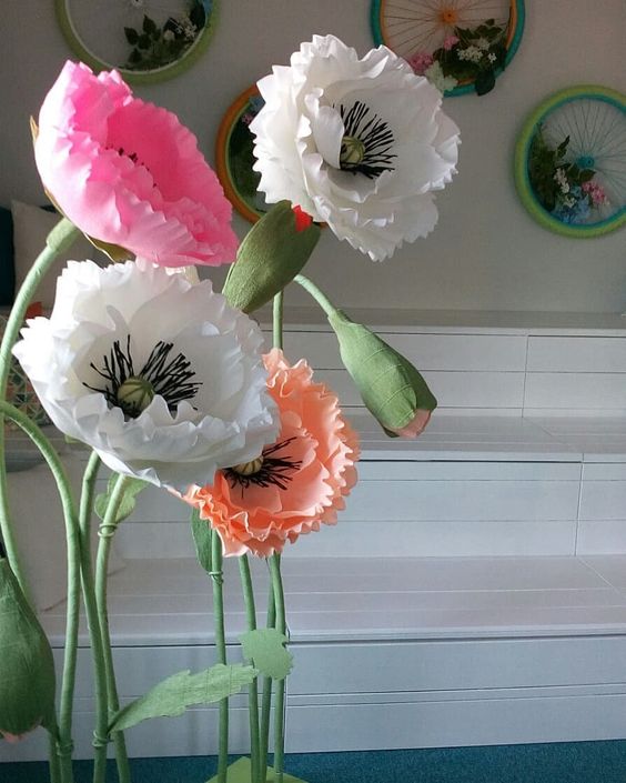 Giant Crepe paper flower for room decor,Flores de papel crêpe