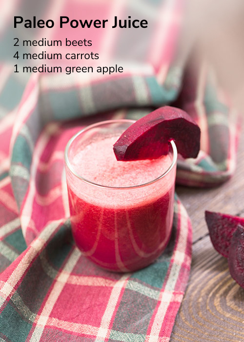 paleo beet juice with ingredients text