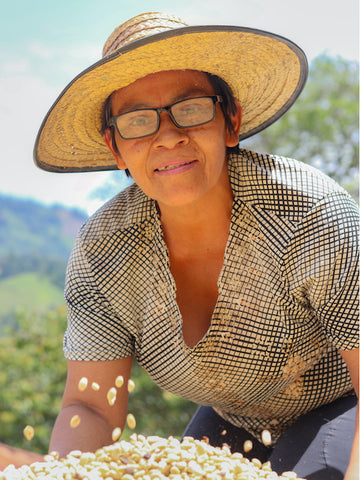 Lucelida Madrigal at ASOPEP women's coffee cooperative