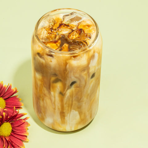 Homemade caramel macchiato made with Ultra Coffee concentrate