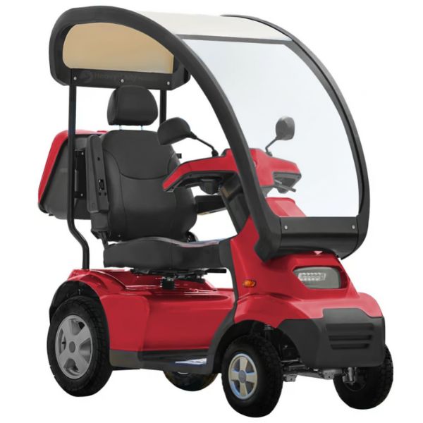 AFIKIM Afiscooter S4 4-Wheel Mobility Scooter With Hard Top Canopy Red Color