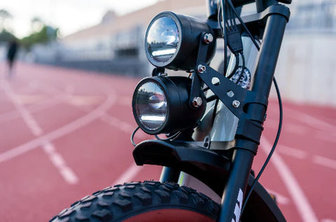 two headlights of streetrod e-bike