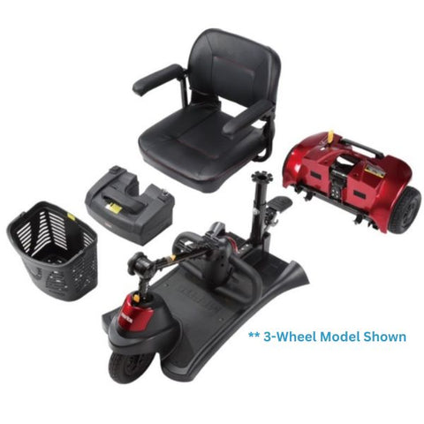 Merits S741A Roadster 4-Wheel Travel Mobility Scooter Disassembled View