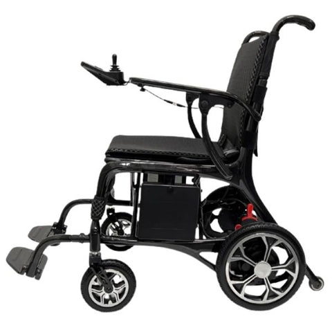 Phoenix Carbon Fiber Folding Electric Wheelchair By ComfyGo Standard Textile Side View