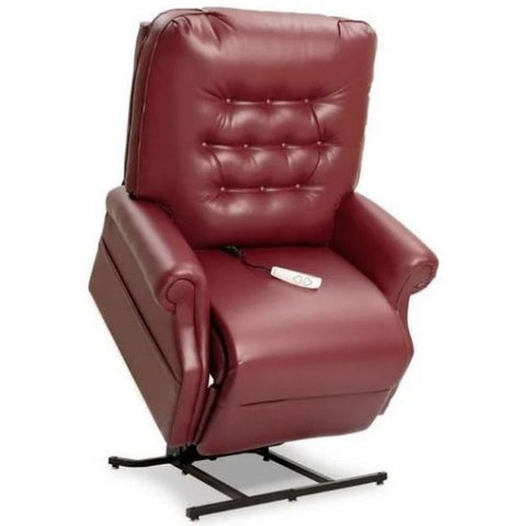 A garnet-colored Pride Mobility Heritage Collection Heavy Duty 3-Position Lift Chair LC-358XL XXL, showcasing its elegant design and sturdy construction.