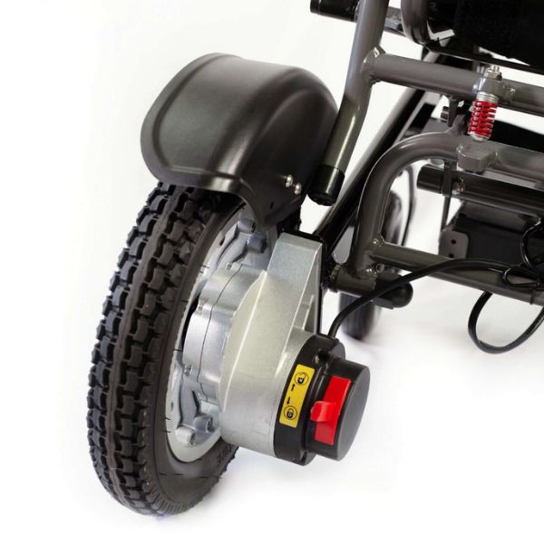 Reyhee Black Roamer Folding Electric Wheelchair Rear Tire