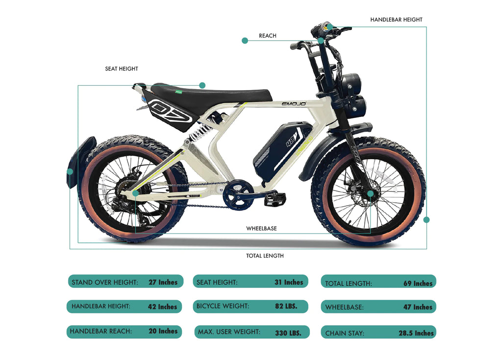 white streetrod e-bike size chart