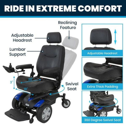 Vive Health Electric Wheelchair Model V Comfort Seat View