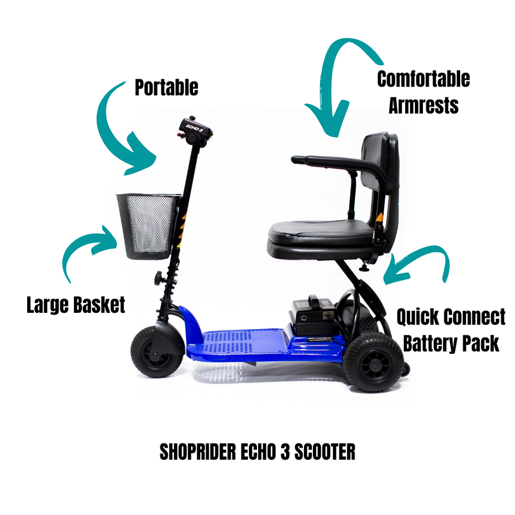 Shoprider ECHO 3-Wheel Mobility Scooter, Red