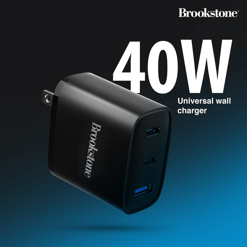 Brookstone Fast Charging Adapter With 3 USB Port 2 USB Type C And 1 U