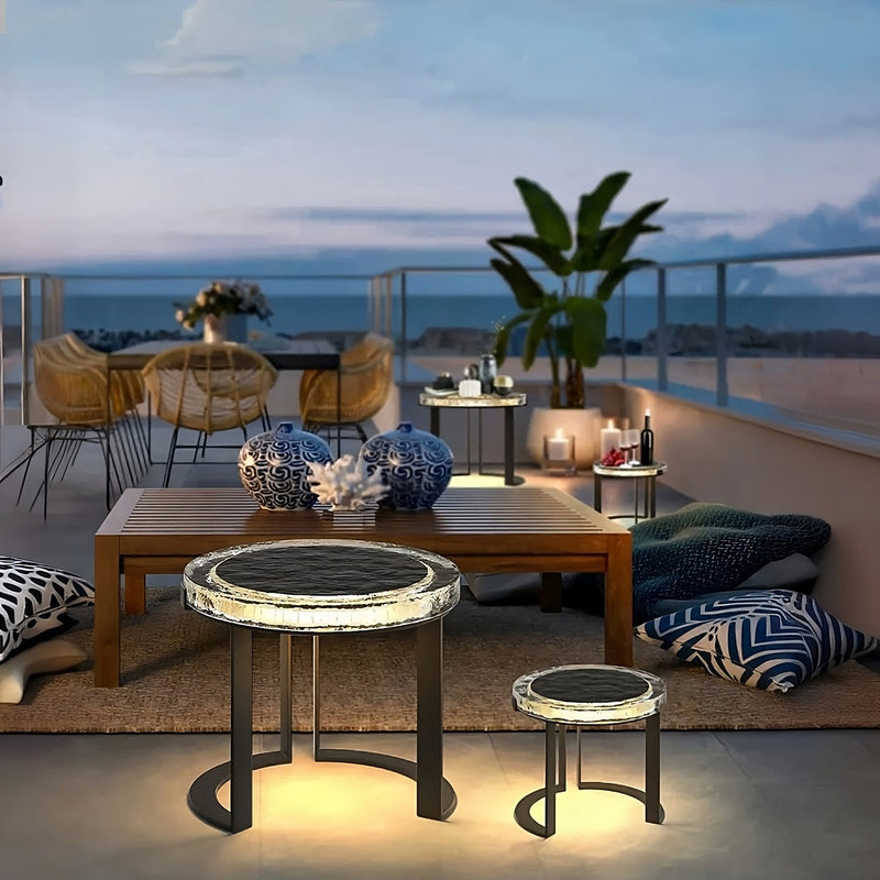 Outdoor Solar Powered LED Garden Table Brookstone