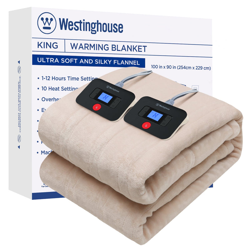 Westinghouse Electric Warming Blanket - Ultra Soft & Silky Flannel
