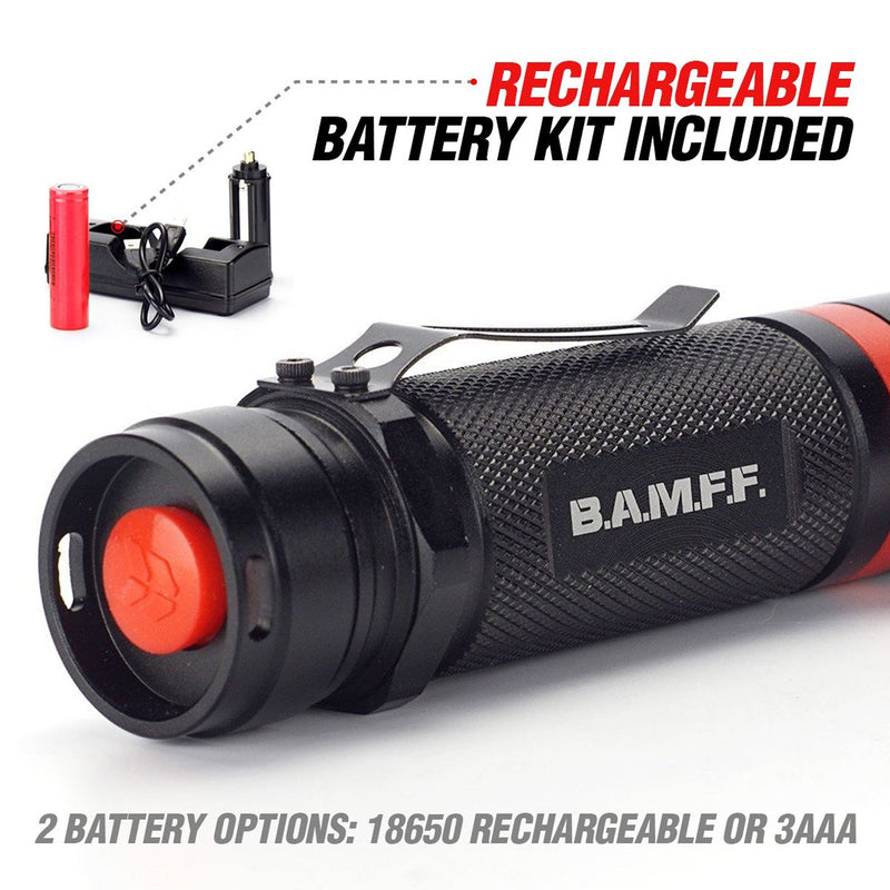 BAMFF 6.0 600 Lumens Dual LED Flashlight Rechargeable Brookstone