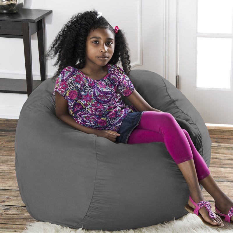 AJD Home Polyurethane Foam Bean Bag Chair with Removable Cover - Gray