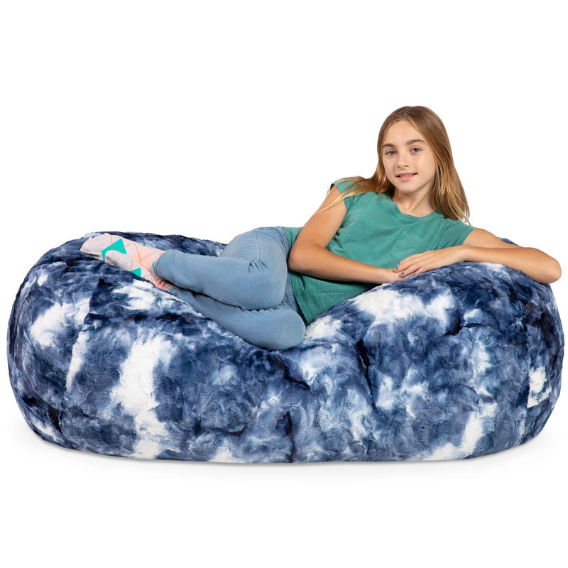 Jaxx Sofa Saxx Bean Bag Couch - 4 Foot - Faux Fur, Unicorn Pink