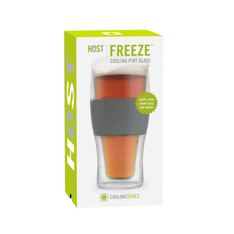 Host Beer Freeze 16 oz Cooling Cups in Black/Grey Bands (Set of 4)
