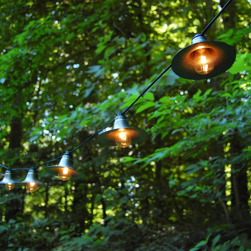 Outdoor 20 ft. Plug-in Electric Edison Bulb Cafe String Lights with 10  Brown Metal Shades