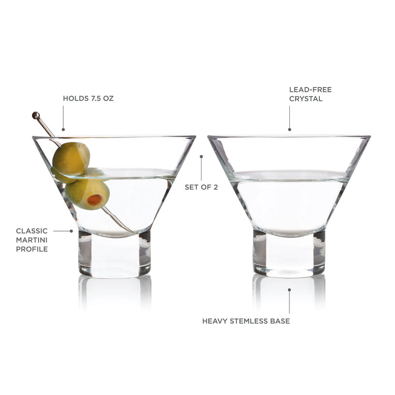 Clear Crystal Cocktail Glass - Pair